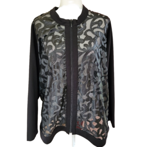 George Simonton Black Jacket with Applique/Cut Out Design Size 3X EUC